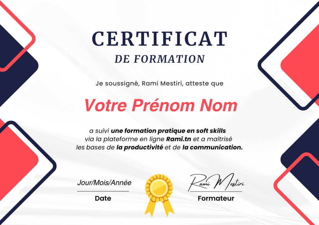 Certificat Formation Soft Skills Tunisie